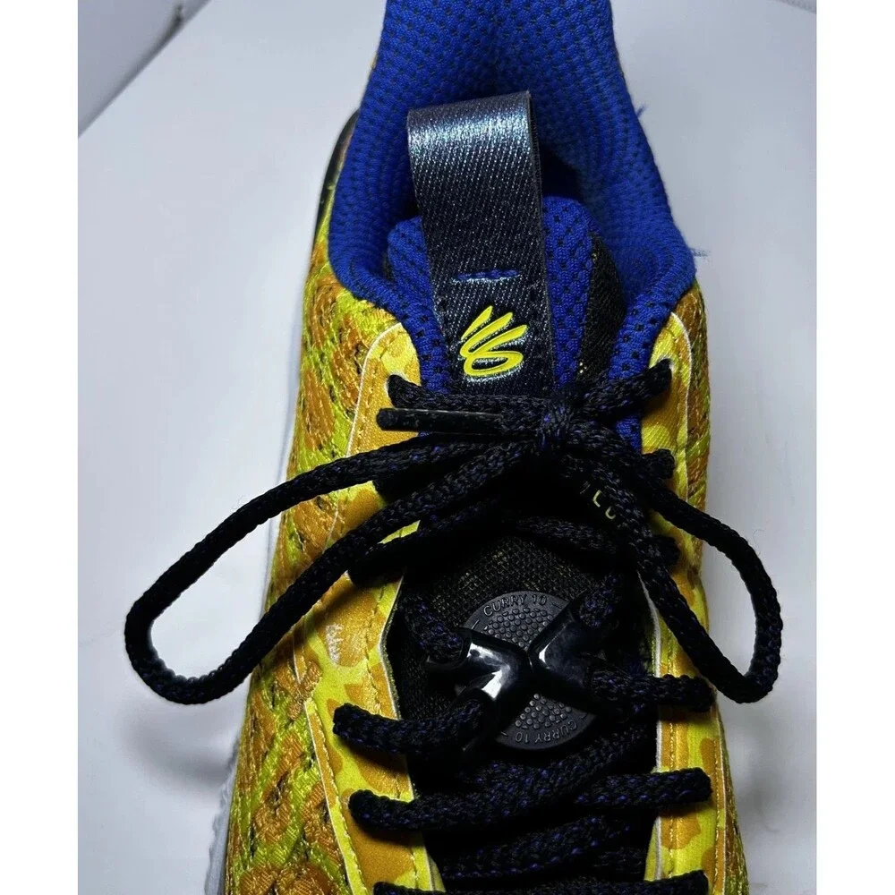 Under Armour Basketball Shoes Kids Size 6Y Yellow Blue Curry Flow 10 Bang Bang